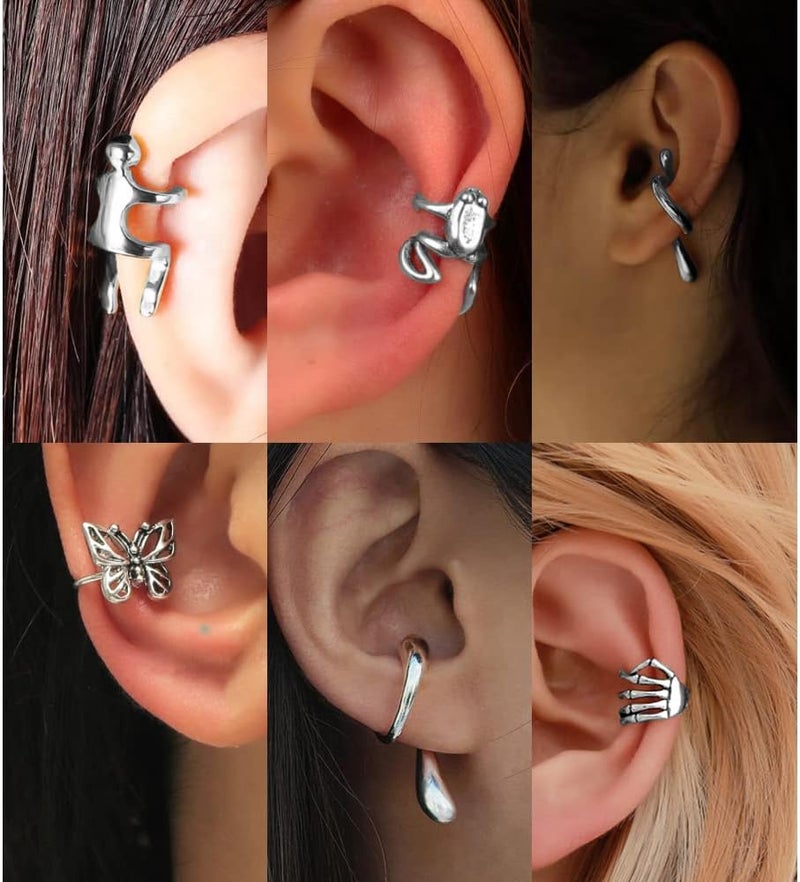Coolkin 35 PCS Gold Silver Adjustable Ear Cuffs Earrings for Women Non-Piercing Cartilage Clip on Earrings Wrap Ear Jewelry Set,Punk Snake Butterfly Claw Stud Earrings for Women Gift - Image 4